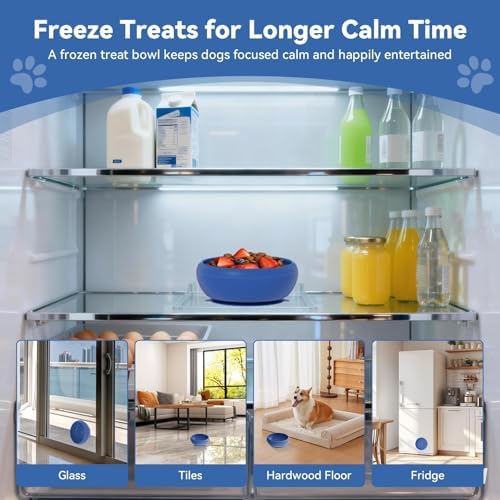 Dog Lick Bowl, Anxiety Relief Lick Mat for Dogs, Non-Slip Freeze Licking Bowl Enrichment Puzzle Feeder for Distraction, BPA Free Silicone, Dishwasher Safe(Blue-Medium) - Image 6