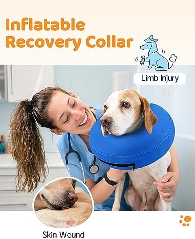 Supet Inflatable Dog Cone Collar Alternative After Surgery, Doggie Neck Donut Collar Recovery ECollar for Post Surgery, Soft Dog Cone for Small Medium Puppies Cats - Image 2