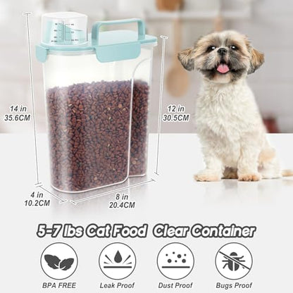 LEAWALK 5Lbs Airtight Cat Dog Food Storage Container with Upgraded Large Nozzle BPA-Free, Pet Food Storage Containers for Rice, Grain, Pet Food, Flour, Dog Treat Storage 3pack - Image 2