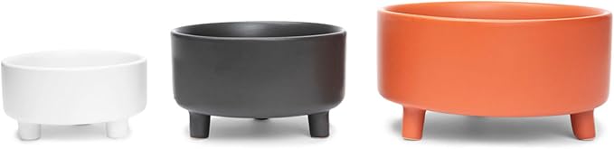 Waggo Uplift Ceramic Dog Bowl for Small Medium and Large Breeds - Set of 2 Heavyweight and Durable Pet Food and Water Dish Crock, Dishwasher Safe, Modern, Elevated Feeder (Black, Large)