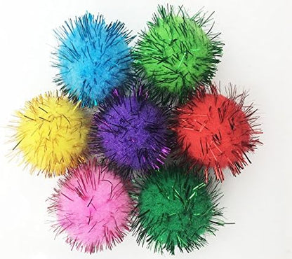VAPKER 30 Piece Assorted Color Sparkle Balls Cat's Favorite Toy Tinsel Pom Poms Glitter by VAPKER