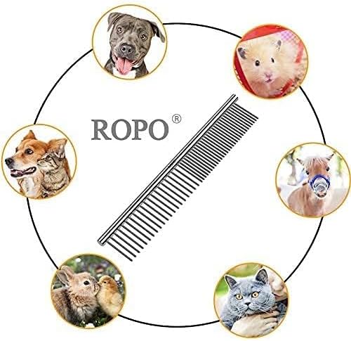 CWXZSTM Pet Steel Combs Dog Cat Comb Tool for Removing Matted Fur - Pet Dematting Comb with Rounded Teeth and Non-Slip Grip Handle - Prevents Knots and Mats for Long and Short Haired Pets,6.5IN/7.4IN - Image 6