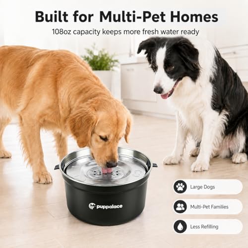 3.2L/108oz No Spill Dog Water Bowl Stainless Steel Black - Image 4