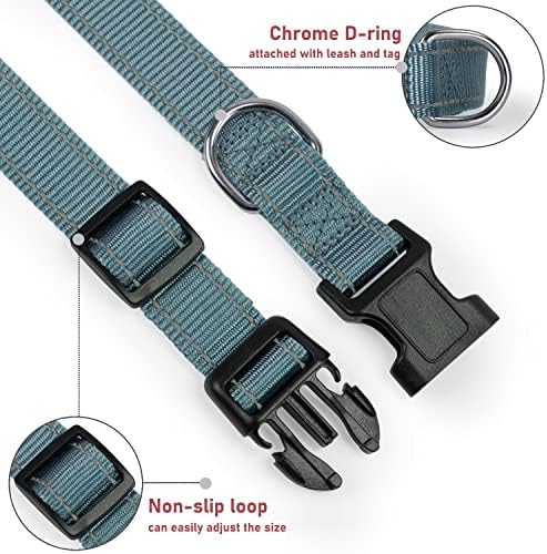 Reflective Dog Collar, Puppy Collar with Buckle Adjustable, Grey XL - Image 3