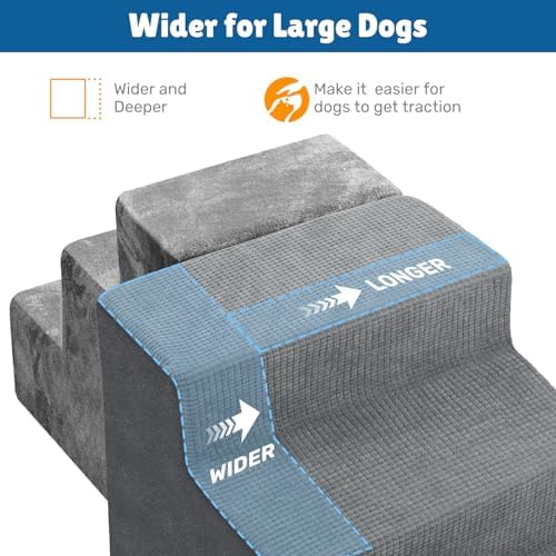Dog Steps for Bed, 18" H Dog Stairs for Small Dogs, 4-Tier Pet Stairs with Washable Cover, Non-Slip Pet Steps for Dogs to Get On Bed - Image 5