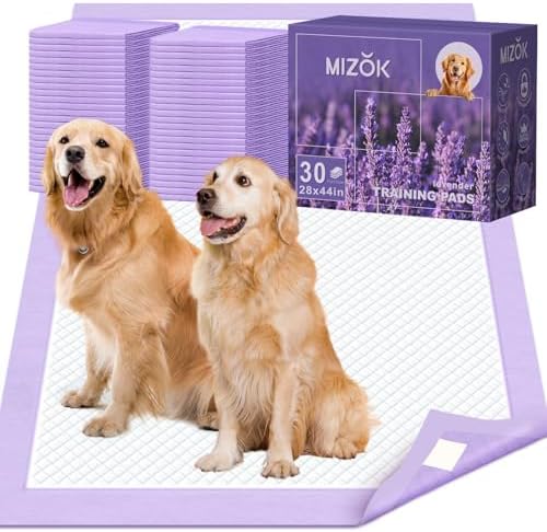 MIZOK Dog Pee Pads Wee Wee Pads Lavender Odor Control XXL 28x44in 30Ct by MIZOK