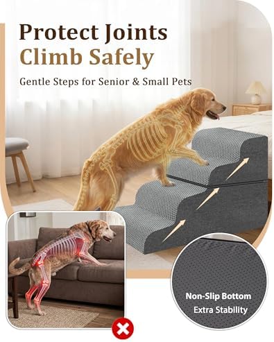 Dog Stairs for Bed,19" H 4 Step Pet Stairs for Small Dogs & Cats - Image 2