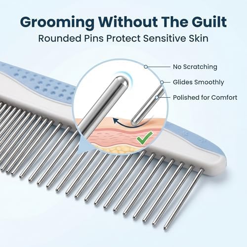 Metal Comb for Dogs, Dog Grooming Detangler Combs For Matted Hair, Large - Image 3