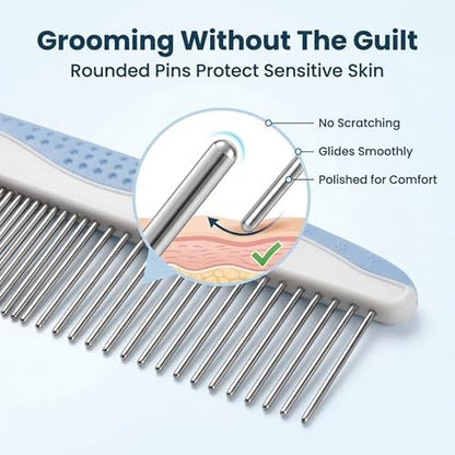 Metal Comb for Dogs, Dog Grooming Detangler Combs For Matted Hair, 2 Pack - Image 3