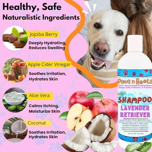 6-in-1 Dog Shampoo - Fast Relief for Allergies, Dry, Itchy, Skin. Premium & Beneficial Ingredients to Repair and Nourish The Skin/Coat. 100% Natural, Organic, Plant-Based, Lavender-Retriever - Image 7