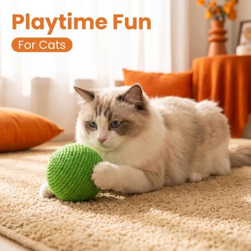 4-Inch Sisal Cat Toy Balls, Cat Toys for Indoor Cats, With Crinkle Sound - Image 5