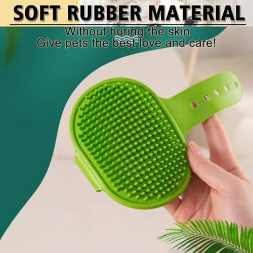 Dog Grooming Brush, Pet Shampoo Bath Brush Dog Grooming Shedding Brush Soothing Massage Rubber Comb with Adjustable Ring Handle for Long Short Haired Dogs and Cats 2pcs - Image 4