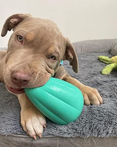 Chew King by Mammoth Premium Treat Dispensing Dog Toy, Durable Natural Rubber Chew Toy, Safety Air Vent, Interactive Enrichment Toy for Aggressive Chewers, Medium Pack of 2- Teal