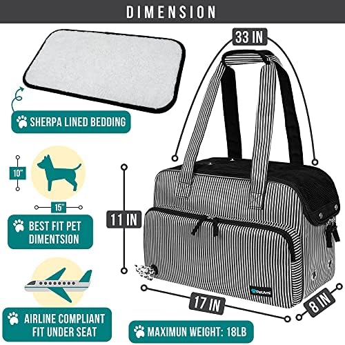 PetAmi Small Dog Purse Carrier, Airline Approved Soft Sided Tote, Stripe - Image 2