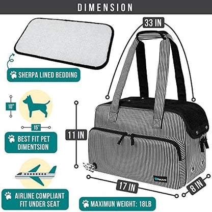 PetAmi Small Dog Purse Carrier, Airline Approved Soft Sided Tote, Stripe - Image 2