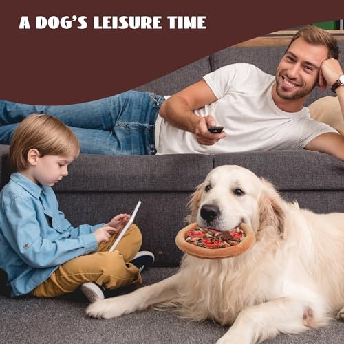 Nocciola Hide Treat Seek Pizza Dog Toy- Interactive Enrichment Burrow Snuffle Plush Stuffed Puppy Toys, Fun Crinkle Squeaky Durable Entertained Pet Supplies for Small Medium Large Breed - Image 6