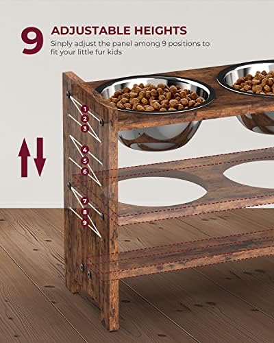 Vantic Elevated Dog Bowls, Adjustable Bowl Stand Large/XLarge, Rustic Brown - Image 2