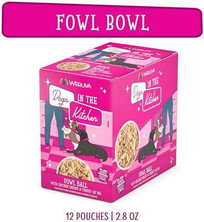 Weruva Dogs in the Kitchen, Fowl Ball with Chicken Breast & Turkey Au Jus Dog Food, 2.8oz Pouch (Pack of 12) - Image 4