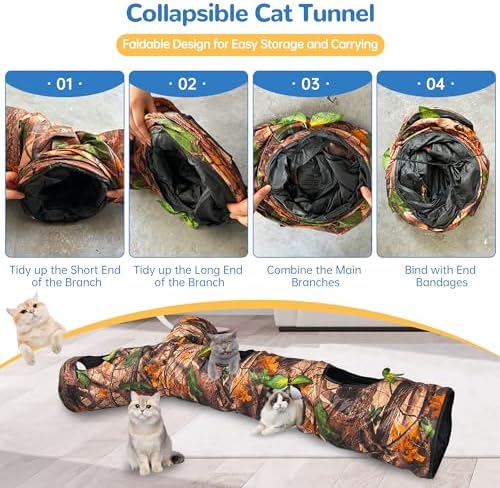 Foldable 3 Way Cat Play Tunnel for Indoor Cats,Cat Tunnel Toy - Image 6
