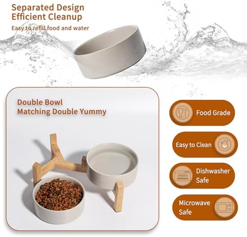 Elevated Ceramic Dog Bowl, 2 Cups Dog Food and Water Bowl Set with Stand - Image 5