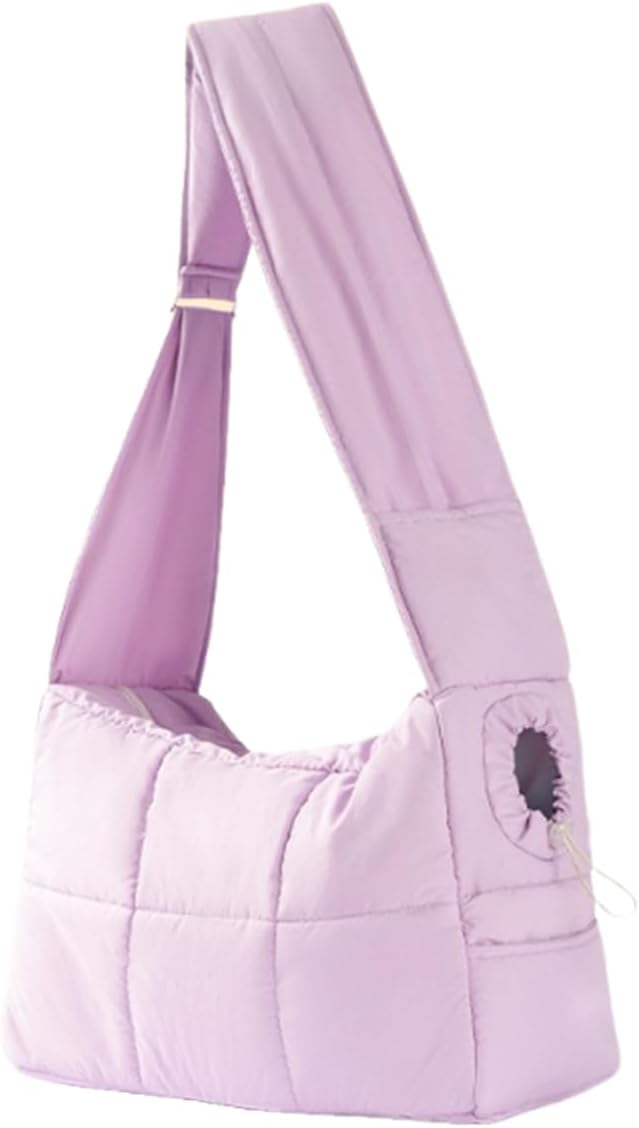 Mini Dog Purse Carrier with Pockets, Warm Cute Pets Bags with Secure Harness Clip, Cat Shoulder Bag for Outings, Lightweight Puppies Bags Kennel, Trained Pets Handbag Outdoor(Purple,One Size)