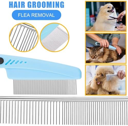 Dog Brush & Grooming Kit – 9-Piece Pet Brush & Deshedding Set for Shedding, Bathing, Trimming & Nail Care | Grooming Tools for Dogs & Cats, Includes Comb, Nail Clipper, Scissors, Slicker Brush (Blue) - Image 6