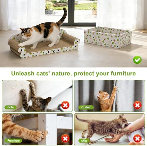 TIMHAKA 27'' Large Cardboard Cat Scratcher Bed with One Box and 2 Catnip - Image 5