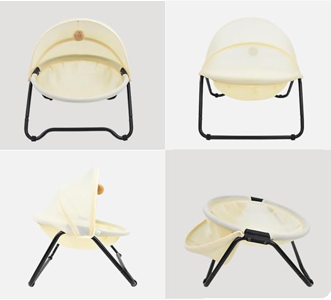 Cat Hammock Bed Elevated cat Bed, Comfortable and Breathable Pet Bed with Awning and Plush Toy, No-Tools Assemble, Cover Removable and Washable, Suitable for Indoor and Outdoor Use
