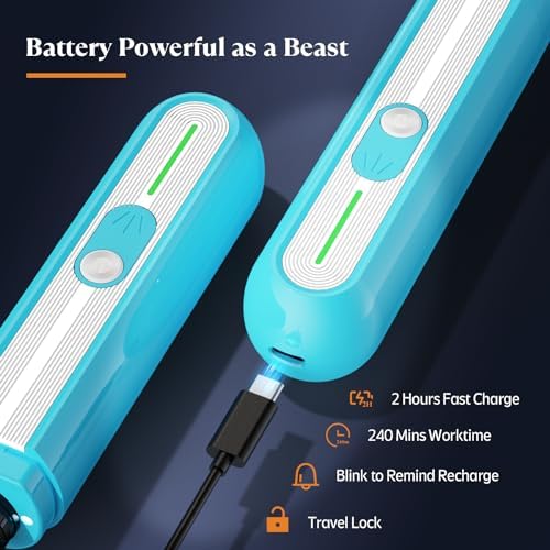 YABIFE 4-Lights Dog Nail Grinder, Easy Quick Locate Dog Nail Trimmers, for Puppy Paw Toenails or Pets from Small, Medium to Large, with Travel Lock, Whisper Quiet, Heavy Duty 3 Speeds - Image 6