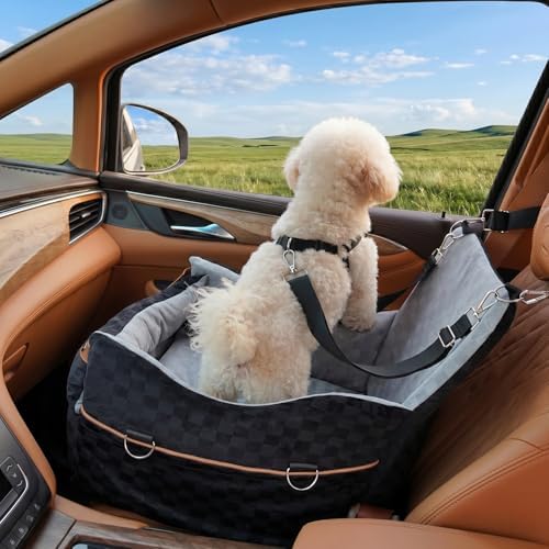 WOOCHPET Dog Car Seat for Small Pets Sturdy Puppy Booster Bed with Elevated Window View Washable Travel Carrier up to 35 Lbs by WOOCHPET