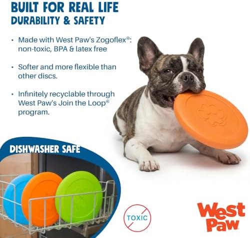 WEST PAW Zogoflex Zisc Dog Flying Disc, High Flying Aerodynamic Disc for Dogs Puppy – Lightweight, Floatable Disc for Fetch, Tug of War, Catch, Play – Doubles as Food/Water Bowl, Large, Granny Smith - Image 5