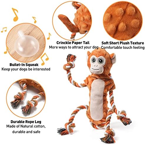 Sedioso Dog Tug Toys, Stuffed Animal Dog Chew Toy, Cute Puppy Squeaky Dogs Plush Toys with Crinkle Paper for Small, Middle, Large Breed - Image 3