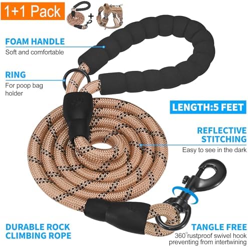 Beebiepet Heavy Duty Tactical Dog Harness for Small Dogs, No Pull Adjustable Pet Harness Reflective Service Training Easy Control Pet Vest Military K9 Working Dog Harnesses- Large, Brown - Image 5
