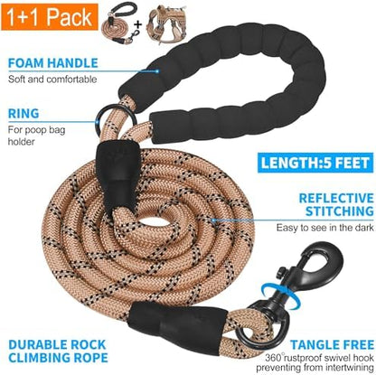 Beebiepet Heavy Duty Tactical Dog Harness for Small Dogs, No Pull Adjustable Pet Harness Reflective Service Training Easy Control Pet Vest Military K9 Working Dog Harnesses- Large, Brown - Image 5