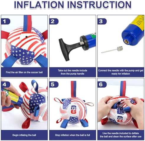 Dog Soccer Ball with Straps, 7.25 Inch Herding Dog Ball Toys World Cup Dog Toy, Balls for 30-90lbs Dogs, Outdoor Dog Toy for Medium Large Puppy, Interactive Toy for Tug, Water Toy Ball,U.S.A - Image 6