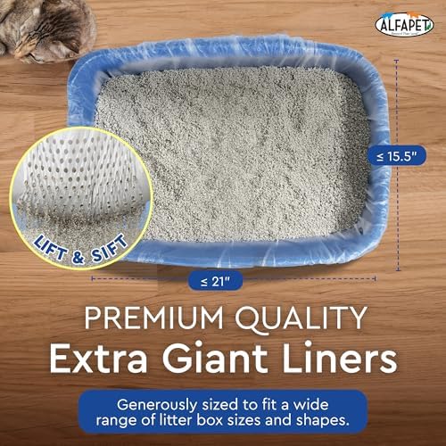 Alfapet Original Sifting Cat Litter Box Liners - Extra Giant 20 Count - Tear-Resistant Cat Litter Bags - Waterproof Kitty Litter Liners - Fits Almost All Litterbox Pan Sizes, 40" x 38", 30 lb Capacity - Image 3