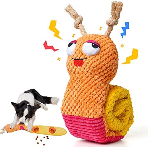lilfrd Dog Puzzle Enrichment Toy, Squeaky Crinkle Plush Snail Pup Toys by Lilfrd