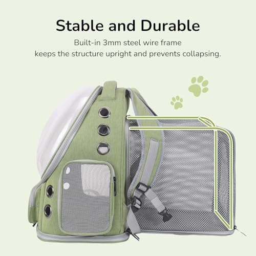 Cat Backpack Carrier for Large Cats, Expandable Cat Bubble Backpack, Dog Carriers for Small Medium Dogs, Airline Approved Pet Carrier for Travel Hiking Outdoor(Green) - Image 4
