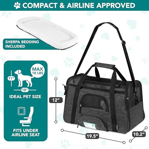 PetAmi Airline Approved Pet Carrier Cats Small Dogs, Large Heather Charcoal - Image 2