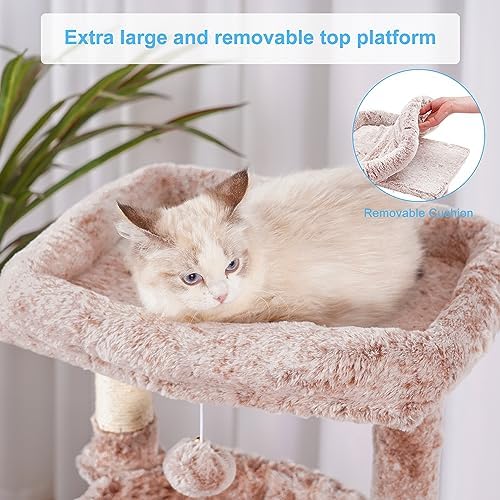 Hey-brother Cat Tree Tower with Large Bed, Hammocks, Scratcher, MPJ006SMU - Image 4