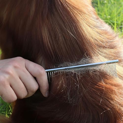 CWXZSTM Pet Steel Combs Dog Cat Comb Tool for Removing Matted Fur - Pet Dematting Comb with Rounded Teeth and Non-Slip Grip Handle - Prevents Knots and Mats for Long and Short Haired Pets,6.5IN/7.4IN - Image 4