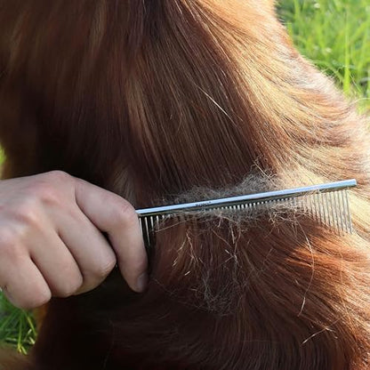 CWXZSTM Pet Steel Combs Dog Cat Comb Tool for Removing Matted Fur - Pet Dematting Comb with Rounded Teeth and Non-Slip Grip Handle - Prevents Knots and Mats for Long and Short Haired Pets,6.5IN/7.4IN - Image 4