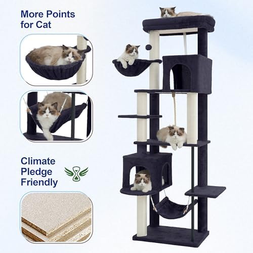 Gitelsnour Cat Tree, Cat Tower with Sturdy Steel Tube, Large Perch GCT024G - Image 5