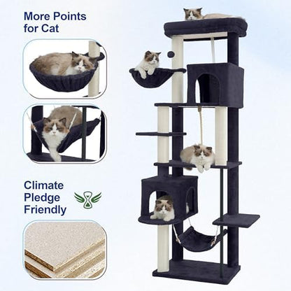 Gitelsnour Cat Tree, Cat Tower with Sturdy Steel Tube, Large Perch GCT024G - Image 5