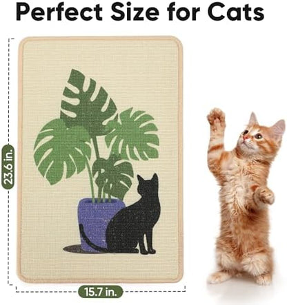 FUKUMARU Sisal Cat Scratching Mat, 23.6 x 15.7 Inch Cat Scratch Pad Wall - Image 2
