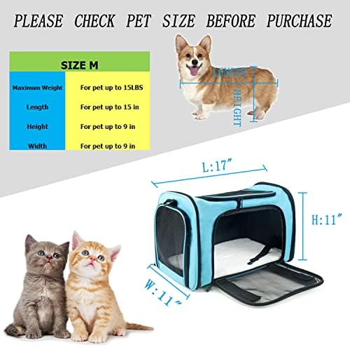 Soft Sided Carrier for Small Medium Cats Dogs,TSA Airline Approved Collapsible Travel Pet Carrier Medium Blue - Image 4