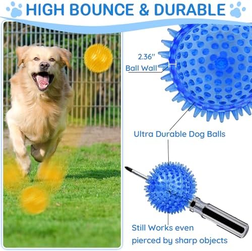 LECHONG 4-Pack Large Squeaky Dog Balls, 4.5" Rubber Spiky Dog Balls for Large Medium Aggressive Chewers Teeth Cleaning, Chew Toy for Training & Boredom Buster - Image 5