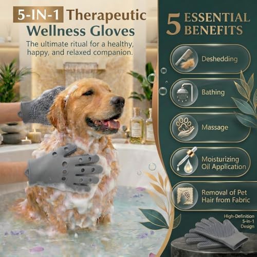 Pet Grooming Gloves for Cats & Dogs – Silicone Hair Removal Glove for Bathing, Shedding & Massage – Gentle Mitt for Long & Short Hair Pets with Drainage System - Image 3
