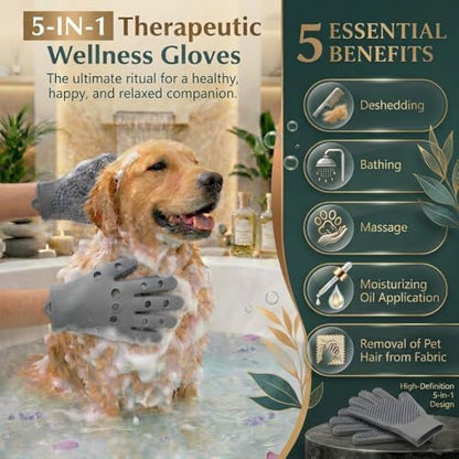 Pet Grooming Gloves for Cats & Dogs – Silicone Hair Removal Glove for Bathing, Shedding & Massage – Gentle Mitt for Long & Short Hair Pets with Drainage System - Image 3