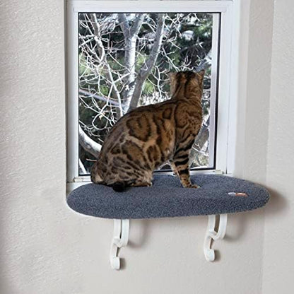 K&H Cat Window Perch, Unheated Kitty Sill, 24x14in, Gray Fleece by KHPetProducts